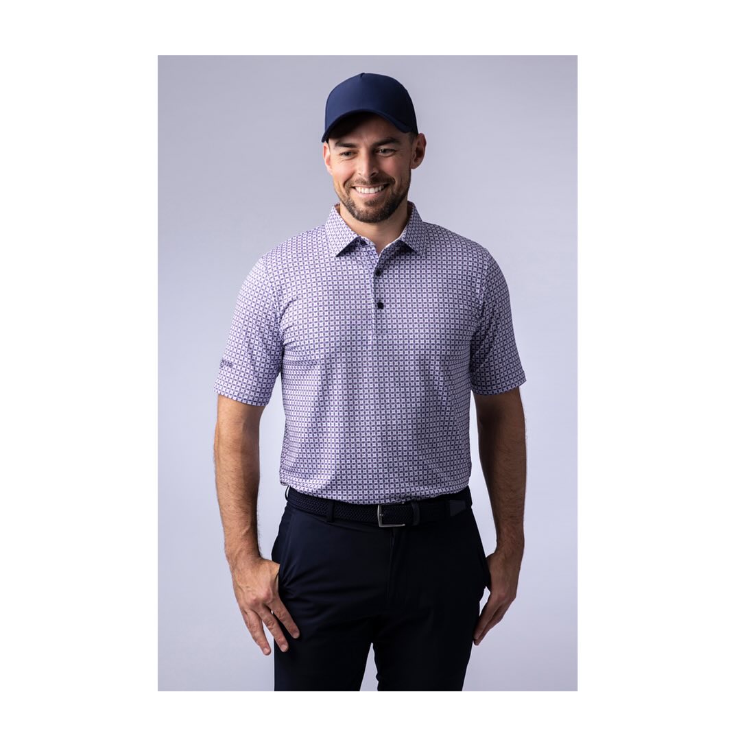 Elevate your golfing wardrobe with breathable and all-over micro-G print shirt inspired by our #Glenmuir 1891 logo.