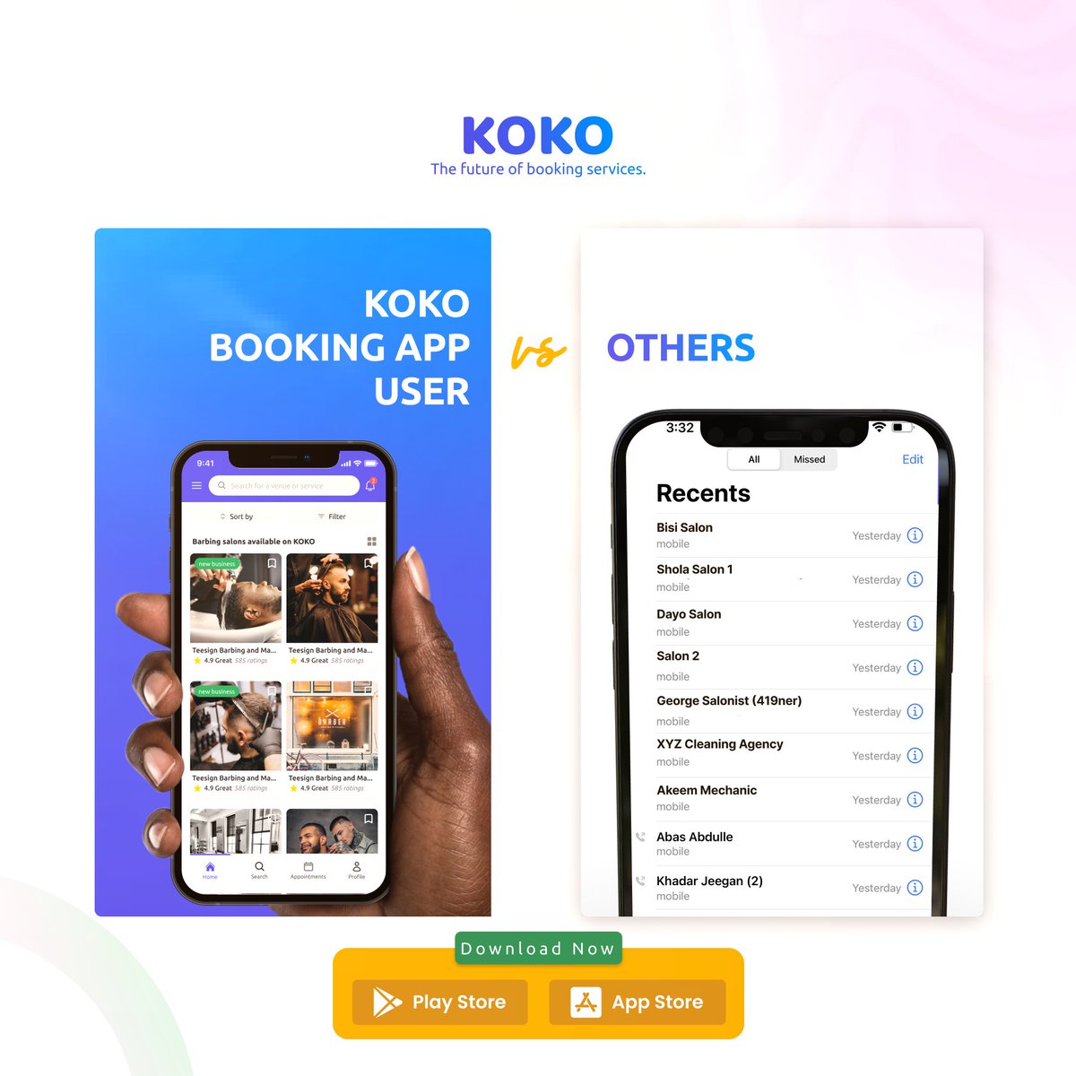 heilen_io's tweet image. Experience seamless service provision and bid farewell to unreliable roadside vendors as a Koko Booking App user. 

Get things done efficiently and hassle-free! 

Download Koko today for all your booking needs.

 #kokoapp #businesses #application #bookingservices