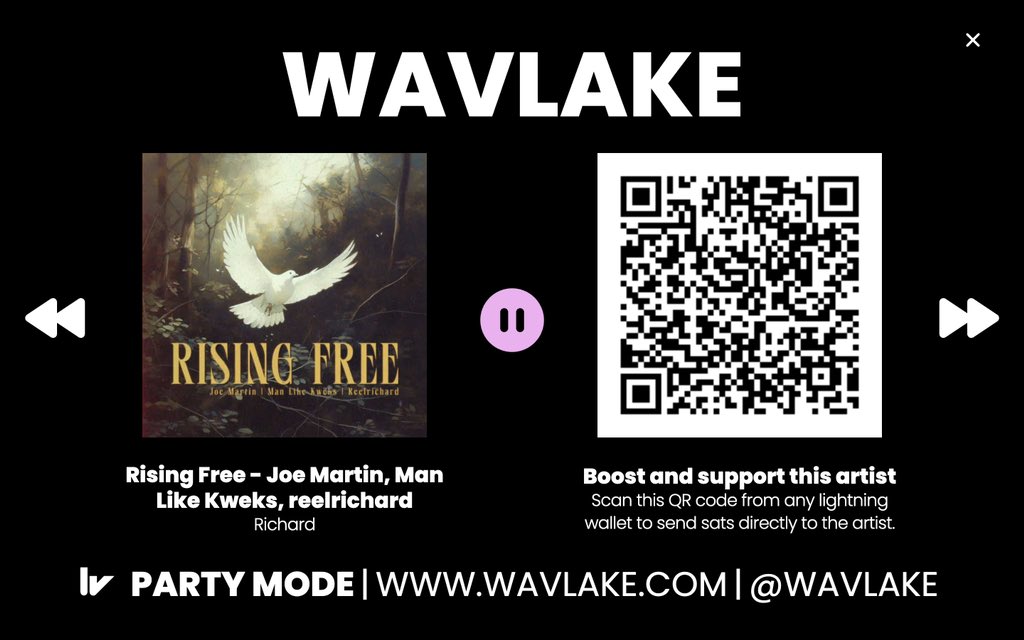 ZAP THE QR CODE TO VOTE FOR RISING FREE to be the title track! @manlikekweks x @JoeMartinMusic x @reelrichard Thank you for your support 🫂 #bitcoin