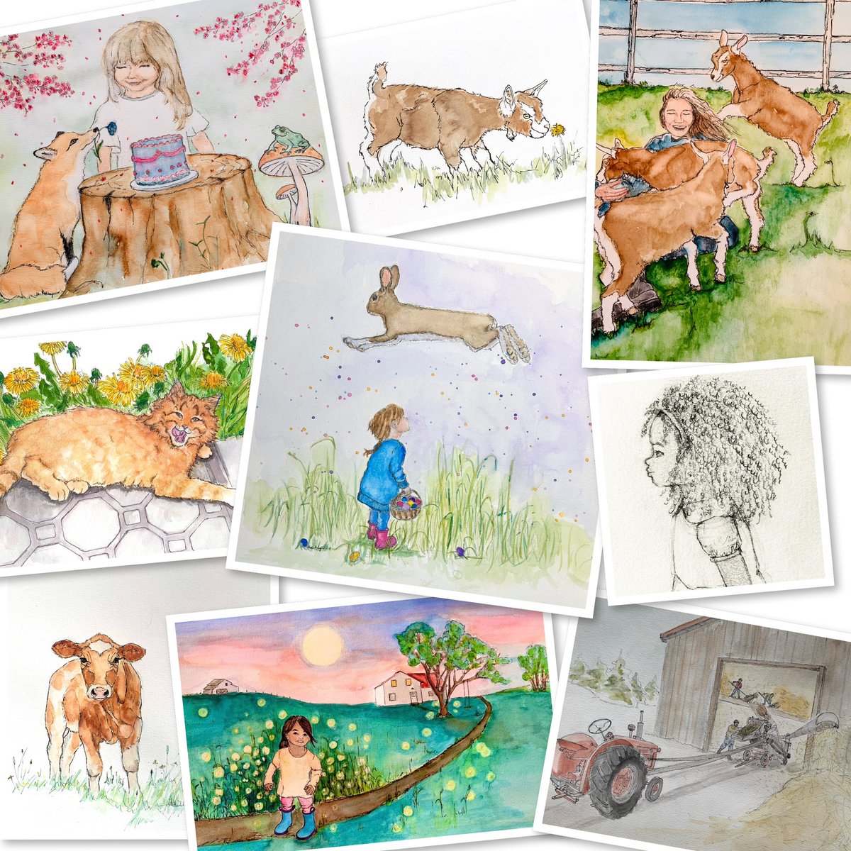 #PortfolioDay #kidlitart #kidlit #illustration #Watercolour #picturebook Interesting in illustrating picture books and other fun projects! Love drawing nature, animals, farm life and people. #nature, #wildlife #farmlife #animals