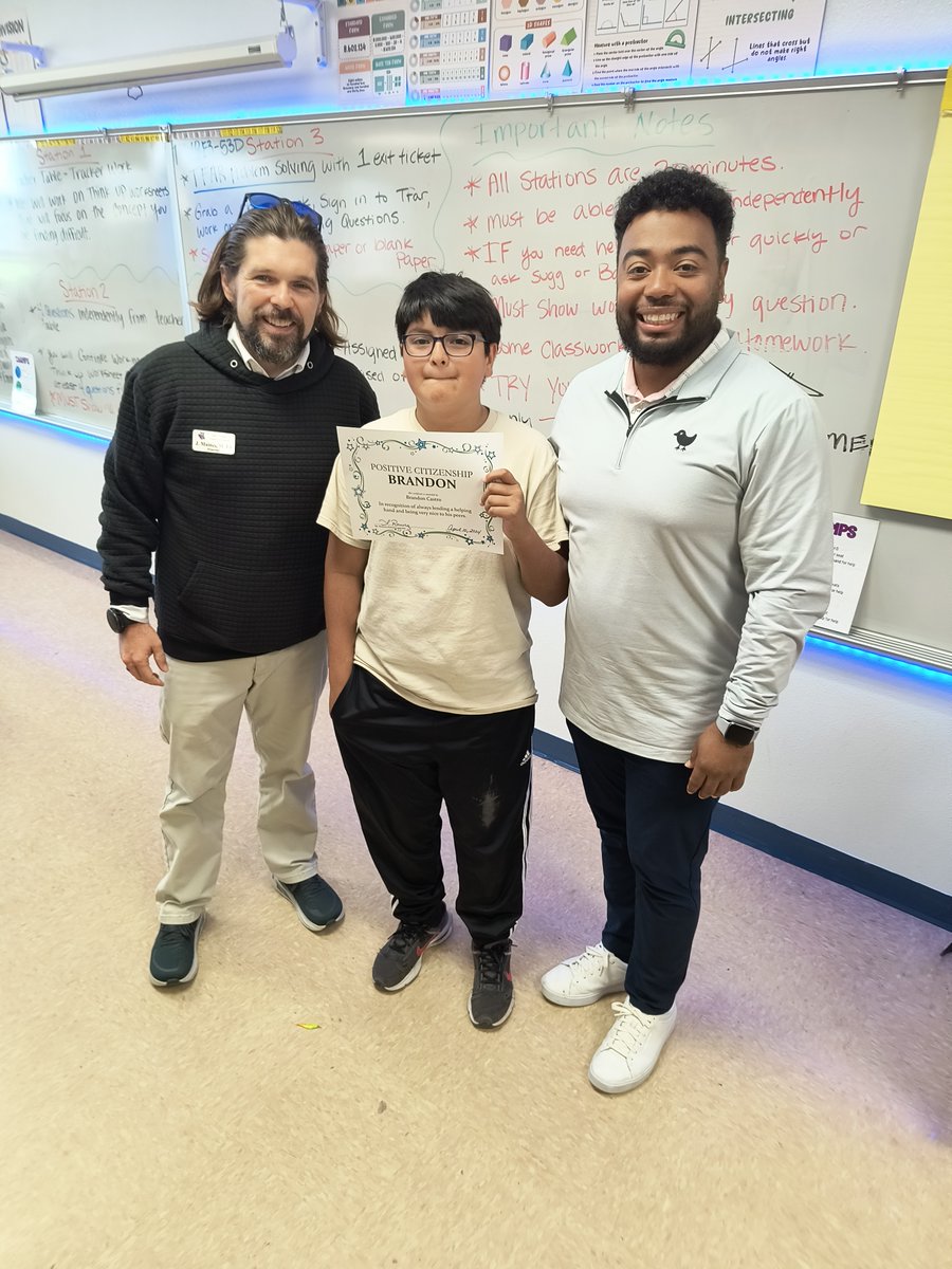 Brandon Castro was nominated and received the "Positive Citizenship Award" today.  This award  is given to a student for helping keep our school clean and organized, and helping when someone is in need by informing an adult immediately.