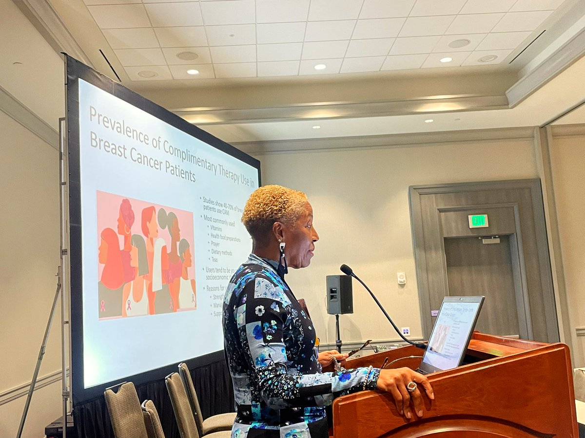 #asbrs24  #survivorship course Dr. Johnson discussing use of #complementarytherapies in #breastcancer care: 1) use the @ASCOPost #integrativeoncology guidelines 2) soy as whole food⬇️ rec 3) #acupuncture for AI sx 4) high-dose #vitC for #BC may help? 5) #cannibis needs more study