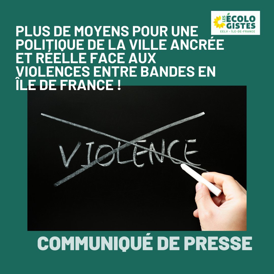 ➡️ Un communiqué de presse @EelvIdf ➡️ Plus de moyens pour une politique de la ville ancrée et réelle face aux violences entre bandes en Île-de-France ! ➡️ Retrouvez le communiqué sur notre site : shorturl.at/ntxIR
