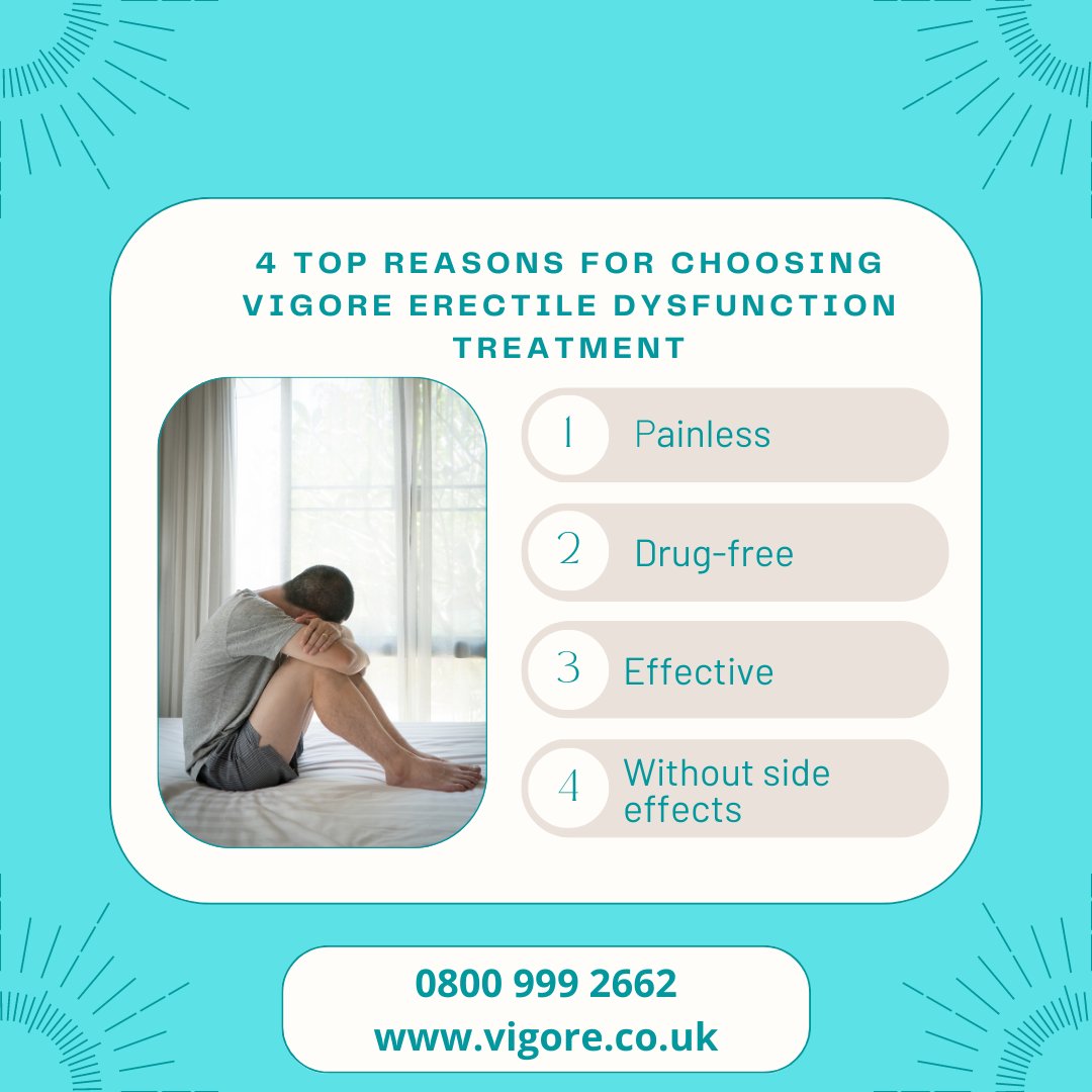 Vigore longer-term #erectiledysfunction #shockwave #treatment is #painless #drug-free #effective #withoutsideeffects Find out more at vigore.co.uk or call 0800 999 2662