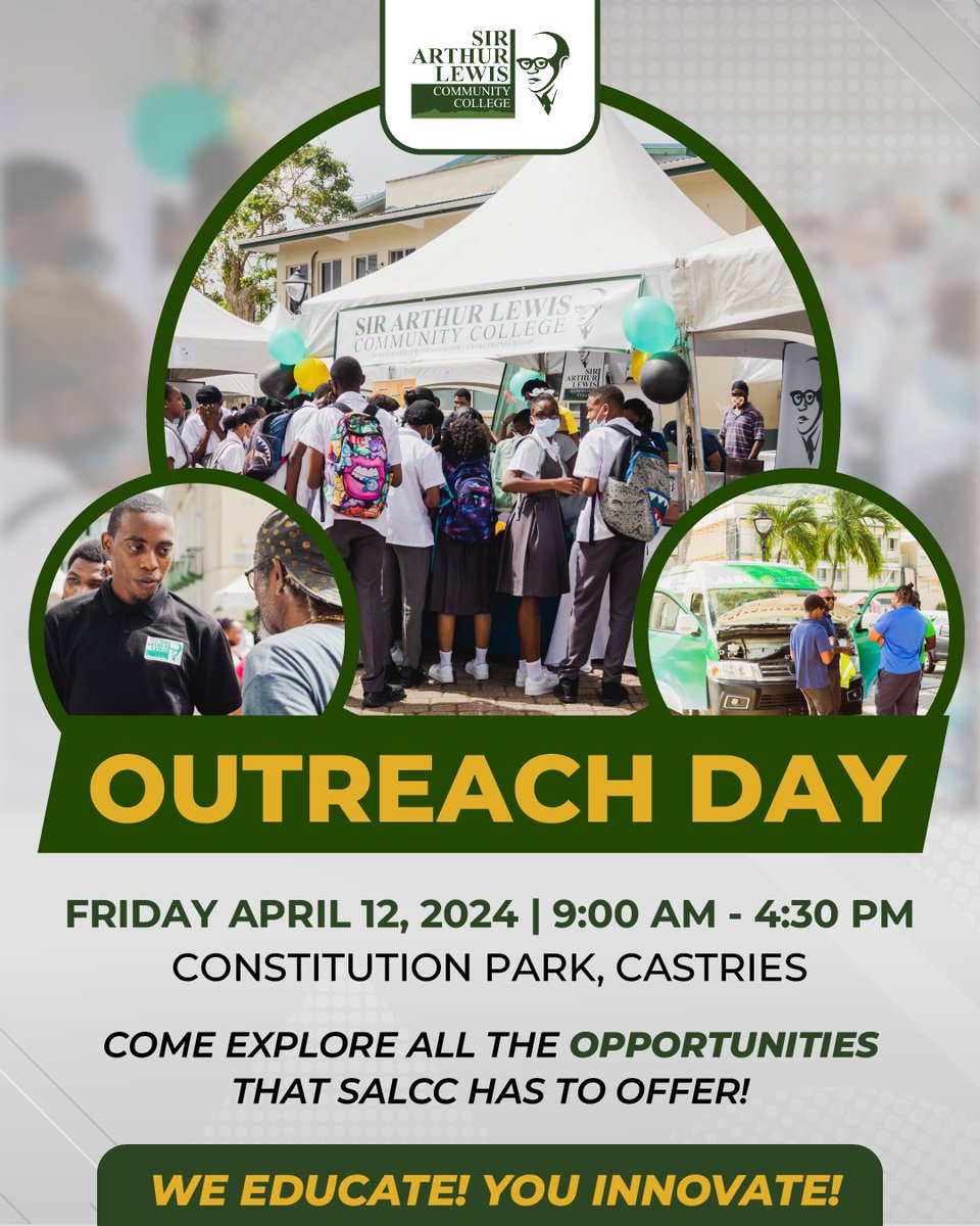 As part of our #SALCCapplicationperiod, we will be having a #SALCCOutreachDay at Constitution Park on Friday, April 12 from 9 a.m. to 4:30 p.m. Come interact with our various departments, find out about our programmes and summer courses, and more!!! #SALCC #WeEducateYouInnovate