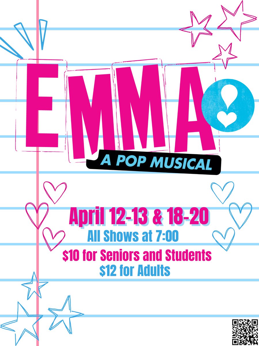 Opening tomorrow! Bowmen Theatre is proud to present its production of Emma! A Pop Musical at the SHS Auditorium April 12-13 and April 18-20. All performances start at 7:00pm. 

Tickets are on sale now and can be purchased at the door or in advance at bowmentheatre.com/tickets.