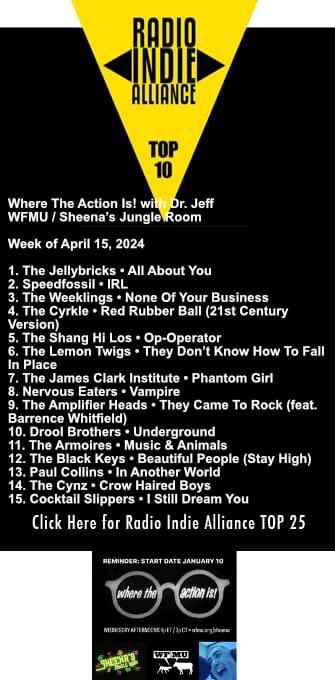 Nice to see 'All About You' in the number one spot for the week on 'Where The Action Is! with Dr. Jeff' at WFMU/Sheena's Jungle Room! Thanks to everyone who has been playing our new single!! 🤘❤️😎 @wickedcool_nyc #NewMusic2024
