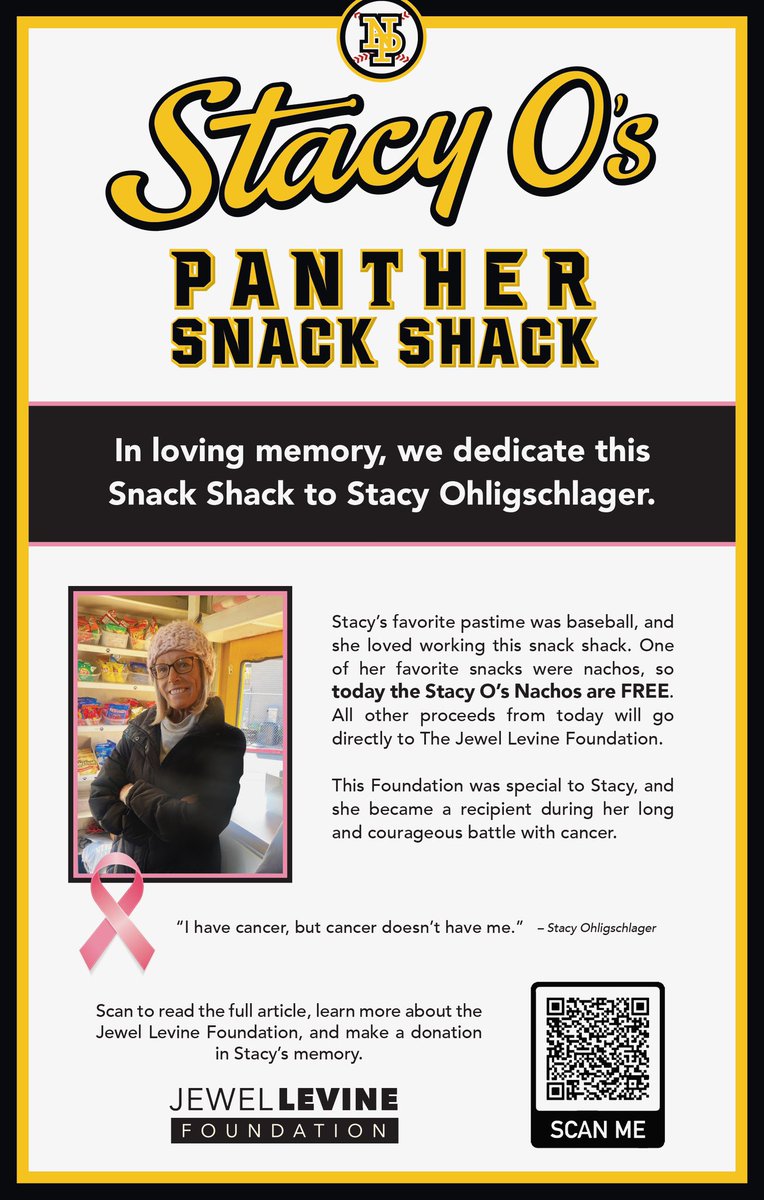 Today is a very special day for the Panther Baseball community. At 3:15 sharp before the game we are honoring the legacy of an incredible woman Stacy Ohligschlager, and naming the snack shack in her honor. Please join us for the dedication. ❤️ #pantherpride