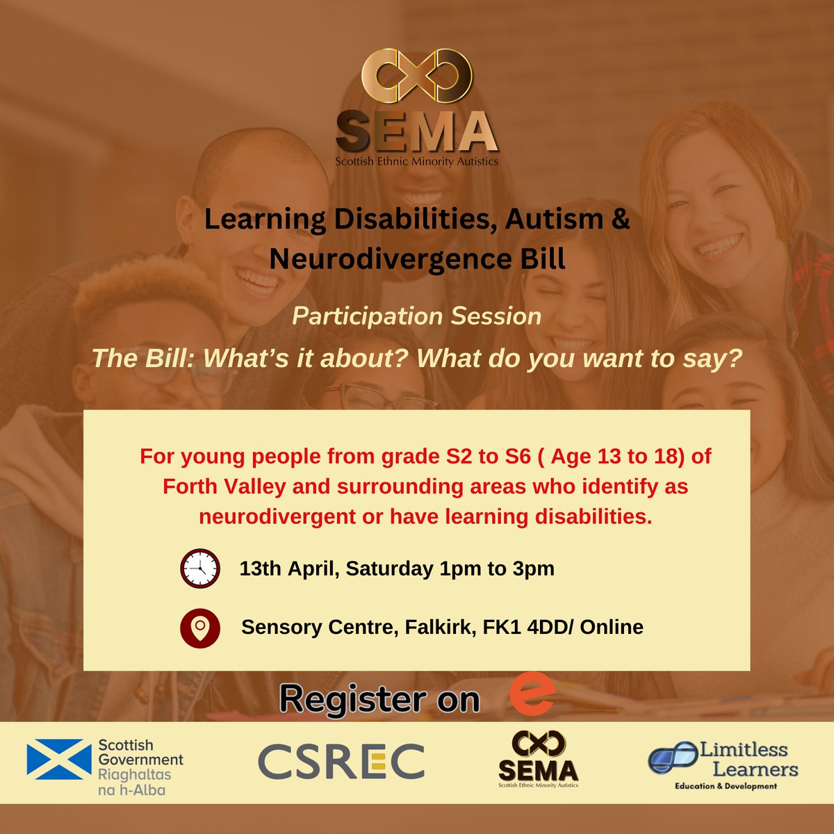 ℹ️ This event is all about the Learning Disabilities, Autism & Neurodivergency Bill. Learn what the new legislation is about and how it impacts you. Plus, share your feedback with the consultation.

Register now if you haven't yet.

eventbrite.com/e/871105328487…

#ldanbill

@scotgov