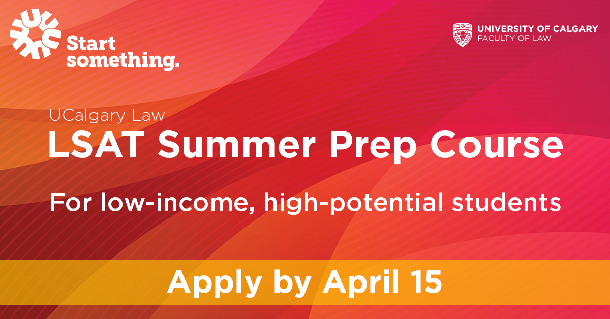 Applications are open for our LSAT Summer Prep Course. Learn more and apply by April 15! law.ucalgary.ca/future-student… Thanks to @BLGLaw for their ongoing support of this program! @LawDeanHolloway