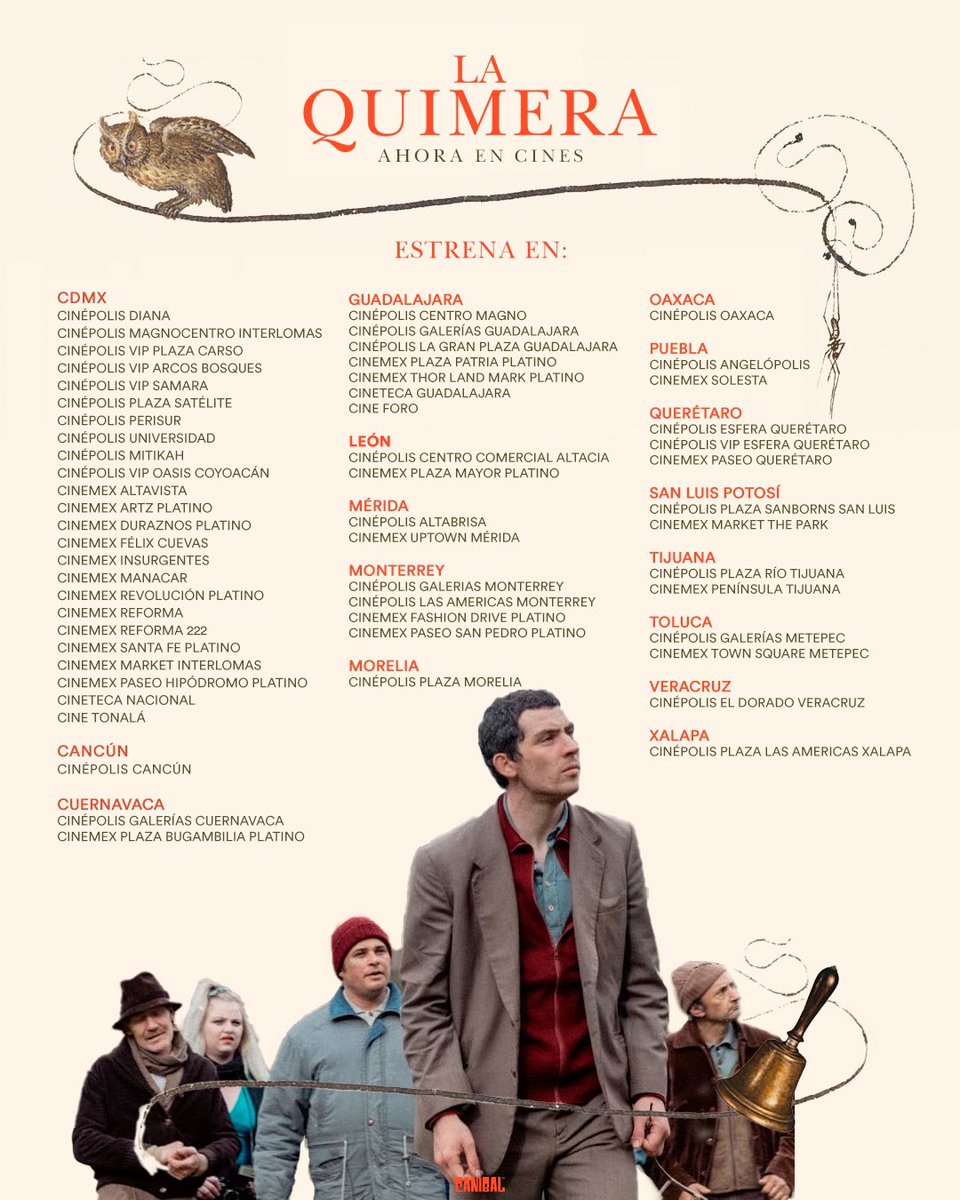 #LaQuimera la mágica y enigmática película de Alice Rohrwacher, nominada la Palma de Oro en Festival de Cannes.
Hoy estreno en cines.