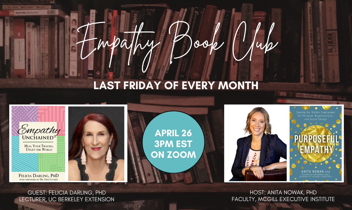 So grateful to be a guest on Anita Novak's Empathy Book Club to talk about my book, Empathy Unchained™ Heal Your Trauma, Uplift the World. It happens live on zoom on Friday, April 26 at 3pm EST. The video will be posted on her Youtube Channel too. Zoom link: