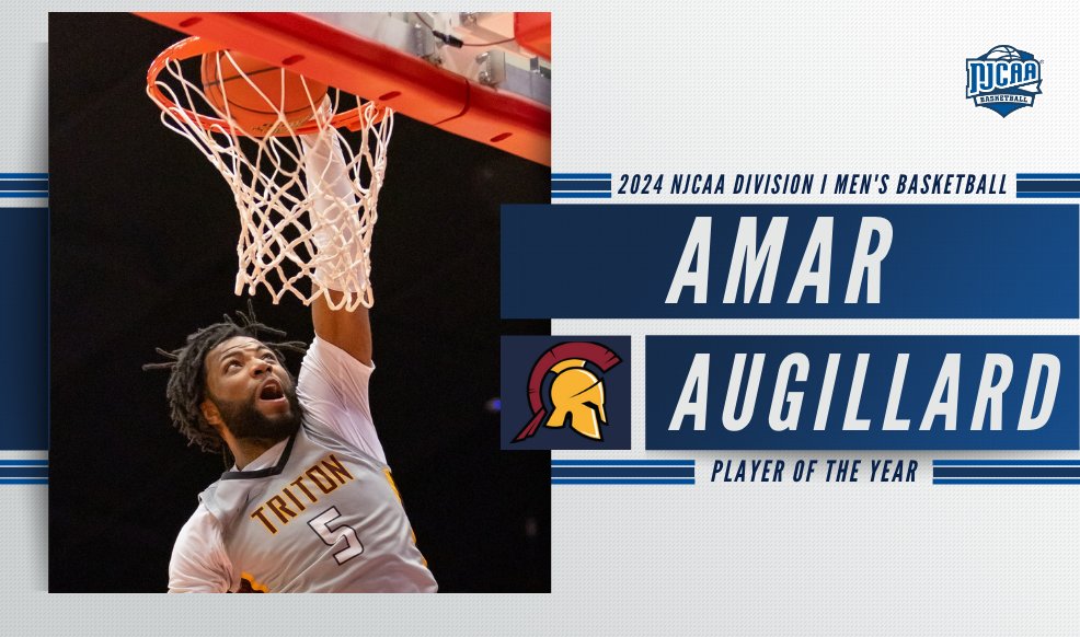 841 points. 168 rebounds. 87 assists. 63 steals. NJCAA National Championship All-Tournament Team. NJCAA First-Team All-American. And now... Triton's Amar Augillard is the 2024 #NJCAABasketball DI Men's 𝐏𝐥𝐚𝐲𝐞𝐫 𝐨𝐟 𝐭𝐡𝐞 𝐘𝐞𝐚𝐫. 🏆 Full Release | njcaa.org/sports/mbkb/20…