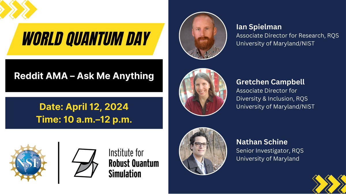 To celebrate #WorldQuantumDay, our researchers are hosting the third annual 'Ask Me Anything' event @reddit_AMA. Don't miss this opportunity to have your questions answered by @UofMaryland quantum experts. The link to participate will be tweeted here the day of the event.
