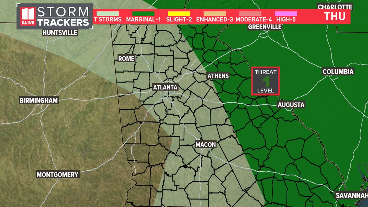 Here's the latest Severe Weather Outlook for Georgia. #storm11 #gawx