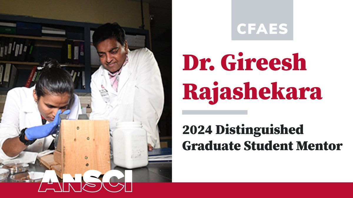 Please join us in congratulating Dr. Gireesh Rajashekara on his recognition as the CFAES Distinguished Graduate Student Mentor! Learn more about how he is stewarding our mission of student growth: go.osu.edu/Cpk7