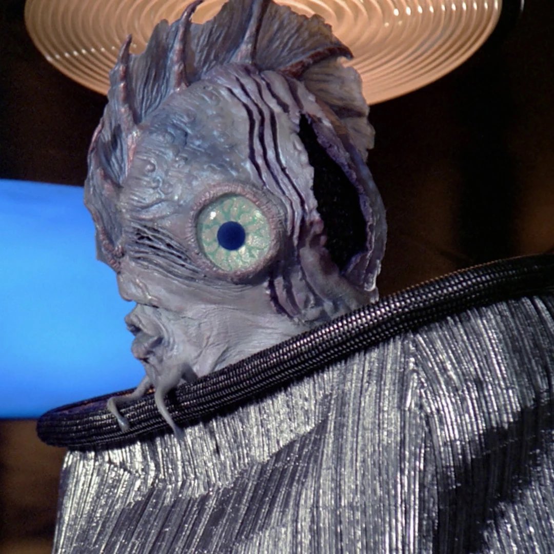 Today’s random discovery is that Mick Fleetwood once appeared on Star Trek as some sort of cyber fish in a big glittery sack.