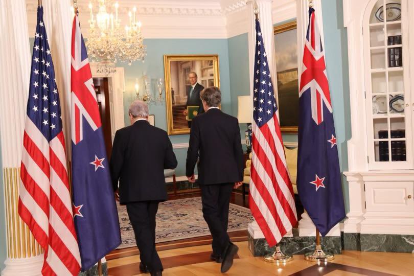 Minister held officials talks with Secretary of State @SecBlinken. They recommitted to the historic partnership between 🇳🇿 & 🇺🇸 and the principles that underpin it. They agreed 🇳🇿 & 🇺🇸 would work even more closely to tackle global challenges & champion shared values/interests.