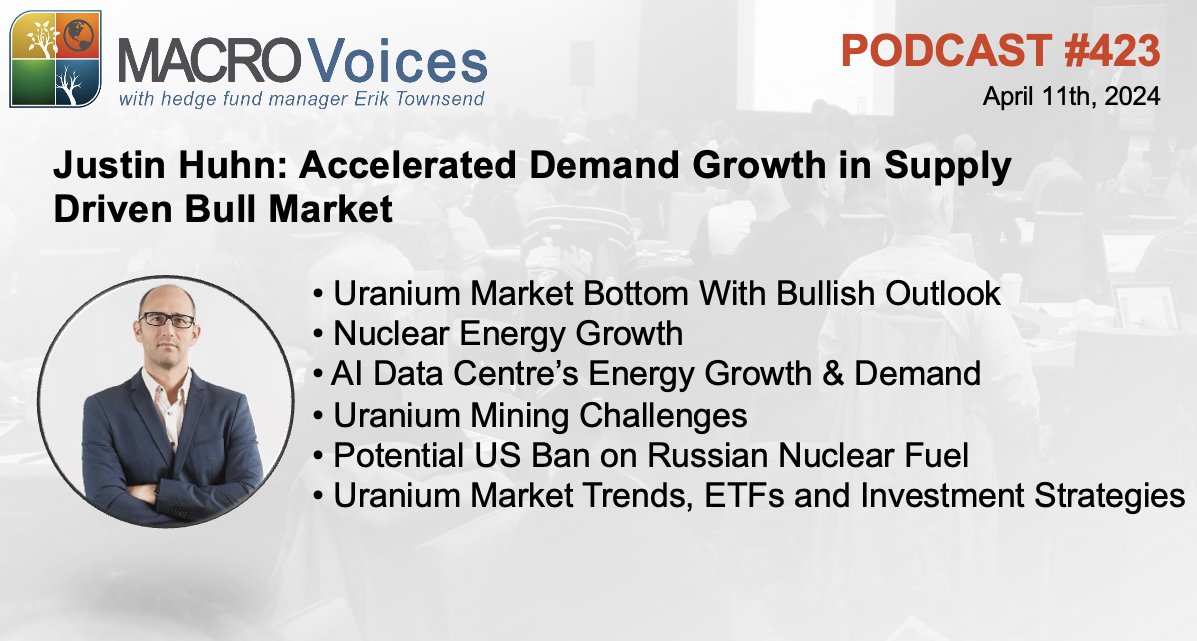 MacroVoices @ErikSTownsend & @PatrickCeresna welcome back, @uraniuminsider newsletter Founder, Justin Huhn. Erik & Justin discuss the Uranium bull market, the Uranium mining sector and where it’s headed to next. bit.ly/3Jcf9u6