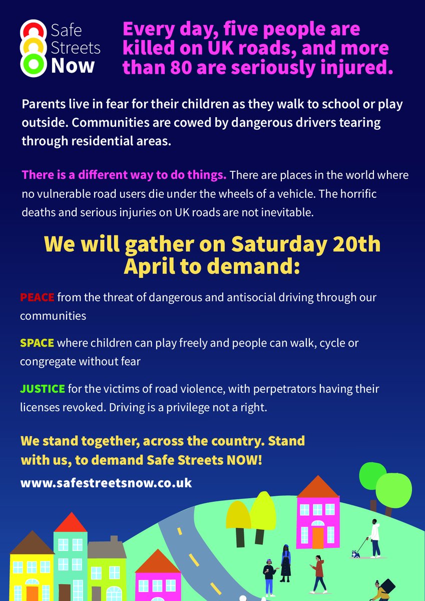 Saturday 20th April is the next national day of action for #SafeStreetsNow - see what's happening near you and how you can get involved here: safestreetsnow.co.uk