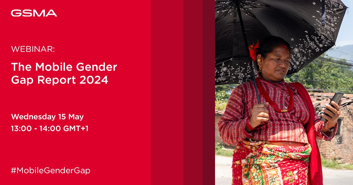 📢 Excited to announce we're launching the #MobileGenderGap Report 2024 on 15 May! Join us live as we share the latest data and insights and explore what our partners are doing to drive #DigitalInclusion for women ♀️ Learn more 👉 bit.ly/3PYpX2C  #UKAid #Sida