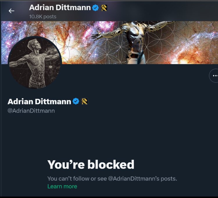 Oh no! Elon Musk blocked me with his burner account! Im completely devastated, lol. Everybody should go check if @AdrianDittmann has blocked you too