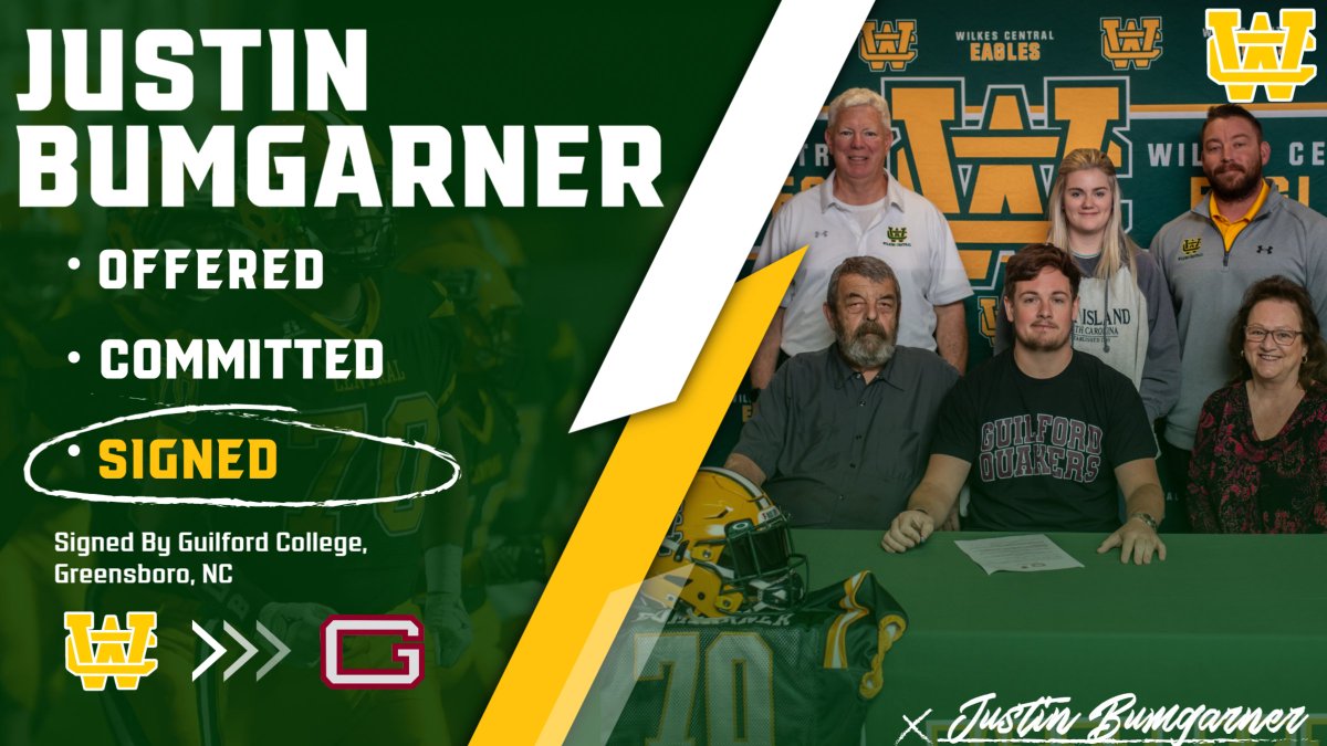 Congratulations to Justin Bumgarner for signing to continue his academic and athletic career at Guilford College!