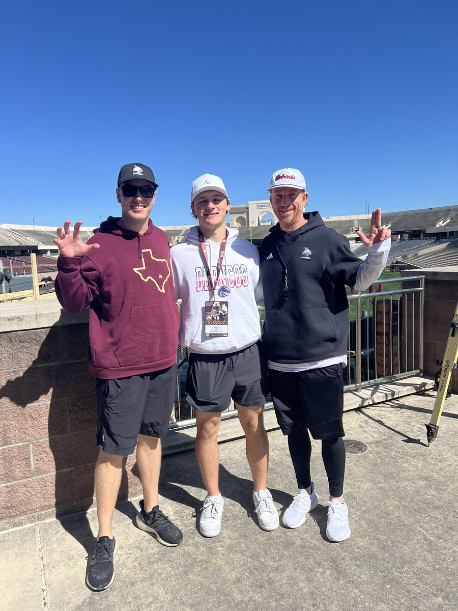 Thank you so much for the visit out @TXSTATEFOOTBALL @CoachS_Koch @CoachDaPrato @MBHSFootball @coach82burt