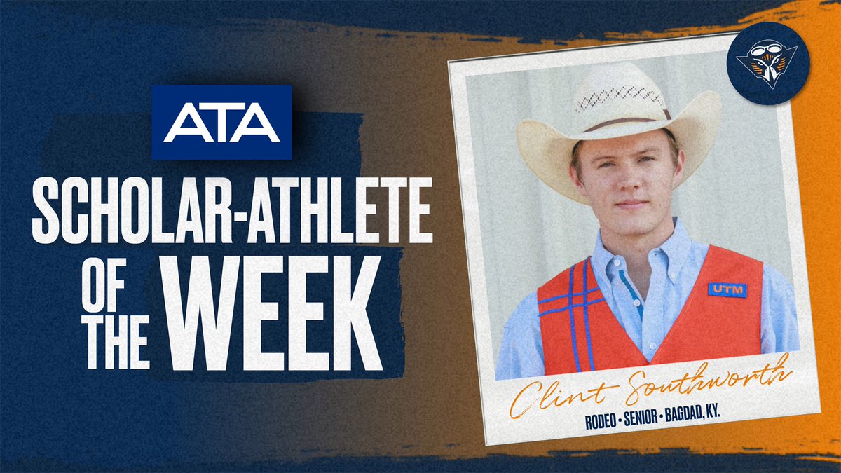 Congratulations to the ATA Scholar-Athlete of the Week: Clint Southworth from the Skyhawk rodeo team! 🟠 Class: Senior 🟠 Hometown: Bagdad, Ky. 🟠 Major: Engineering #MartinMade