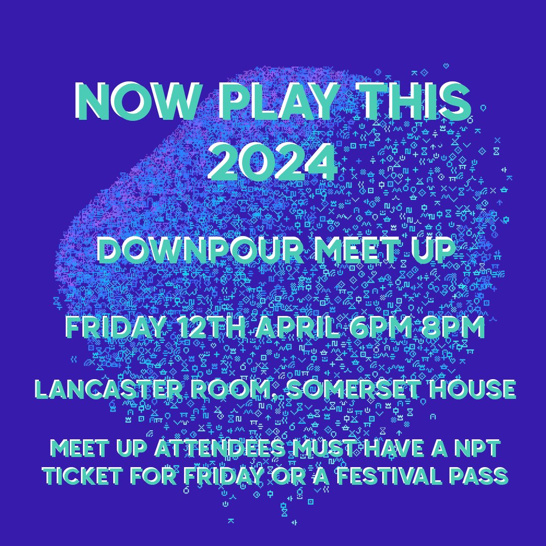 Now Play This founder @v21 is hosting a meetup tomorrow for fans of her hit game Downpour! Make games, play games, and hang out with the Downpour community! Downpour is available on the App Store and Google Play Store. Go to downpour.games to find out more.