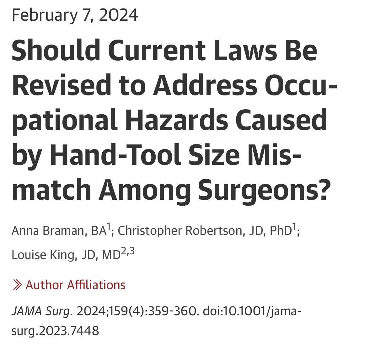 “When surgical tools are poorly fitted for the hands that use them, surgeons experience pain, injuries, and disabilities…this is a form of structural discrimination.”
