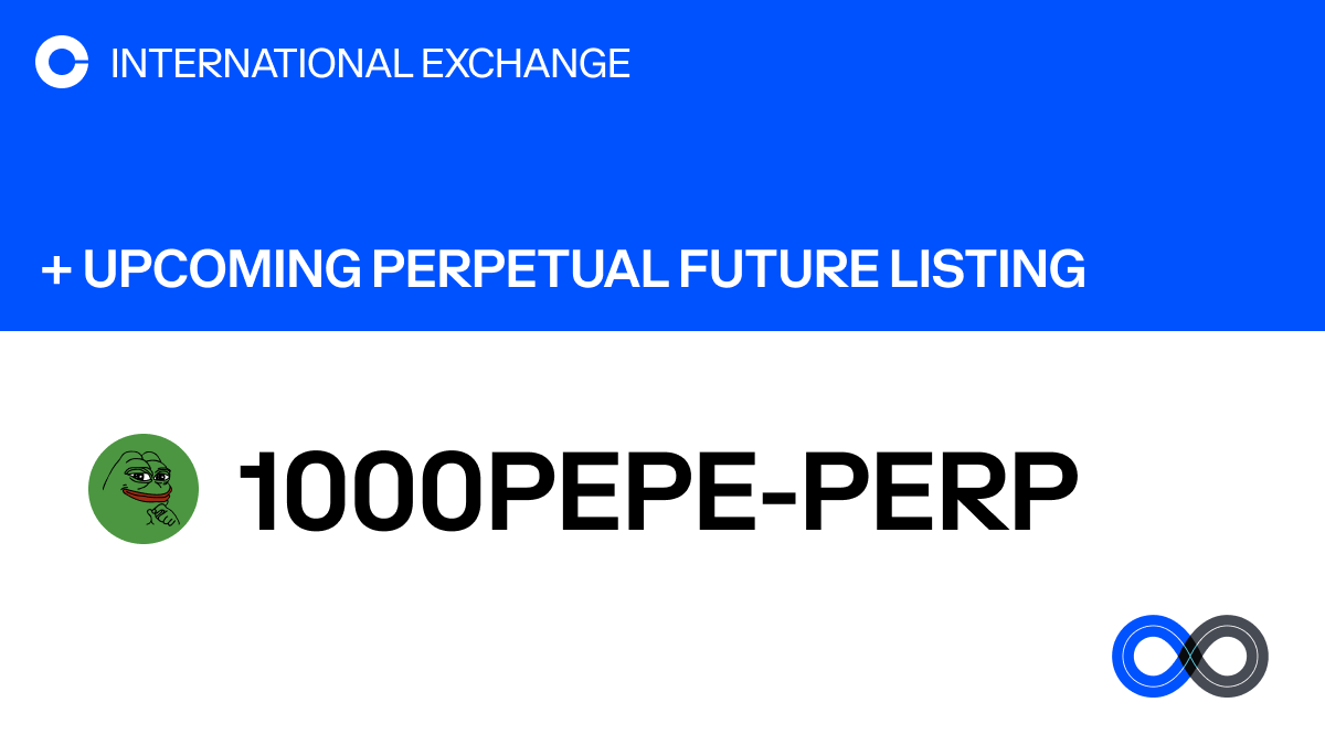 <a href="/CoinbaseIntExch/">Coinbase International Exchange 🛡️</a> will add support for Pepe perpetual futures on Coinbase International Exchange and Coinbase Advanced. The opening of our 1000PEPE-PERP market will begin on or after 9:30am UTC on 18 APR 2024.