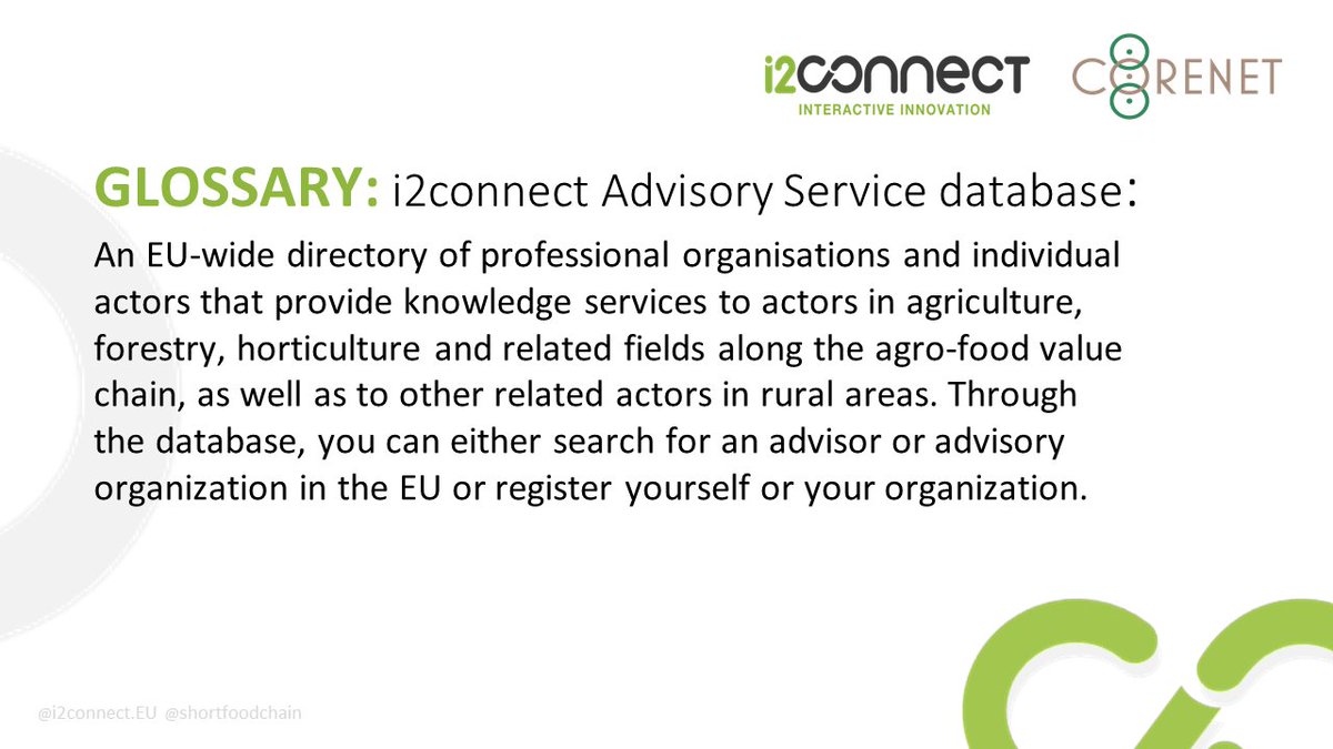 🌱 We continue sharing the i2connect key concept, as part of the joint #COREnetproject #i2connect #Glossary campaign! Stay tuned for our joint social media campaign with @shortfoodchain to explore the meanings behind these and more terms!