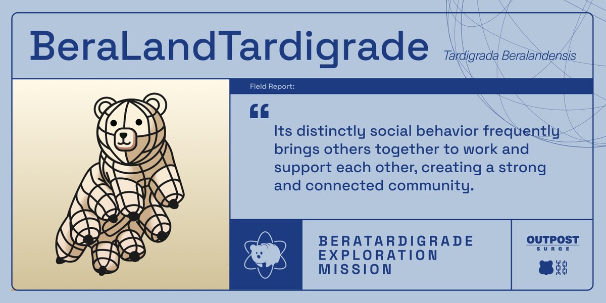 thriveonmars's tweet image. 🔬 Exciting discovery from our Mars scientists! Meet the @Bera_Land Tardigrade, a social marvel fostering strong, connected communities among tardigrades!

Your Mission Objectives:
🚀 Complete the Galxe Mission: app.galxe.com/quest/ThriveOn…
💎 Mint the BeraLand Tardigrade:…