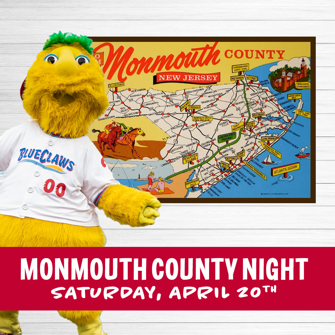 ⚾️@BlueClaws will host “Monmouth County Night” on 4/20 vs Brooklyn Cyclones. Make memories with your family and friends at ShoreTown Ballpark! Visit bit.ly/3vNuXAq & enter promo code 'moco24' for $5 tickets.