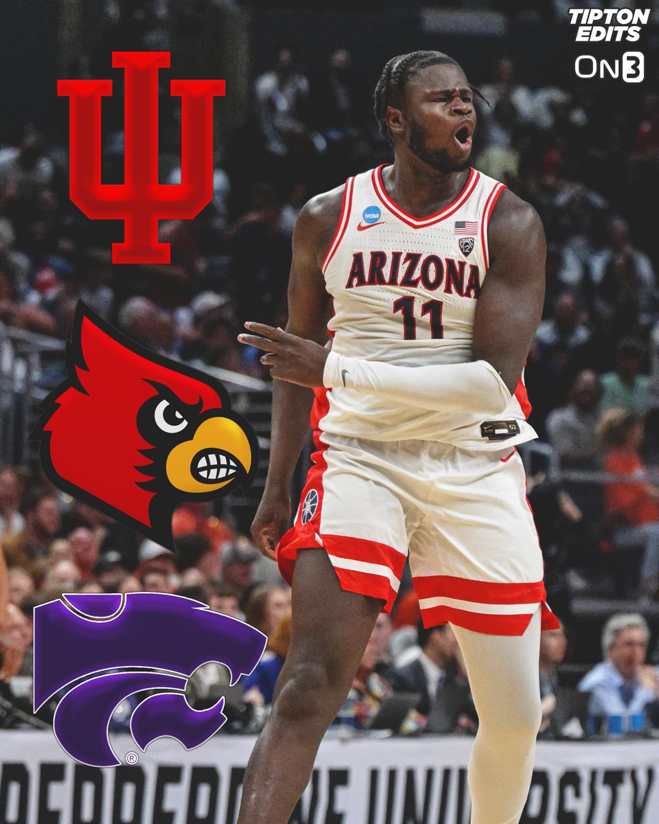 Arizona transfer big man Oumar Ballo, the No. 2 overall player in the portal, tells @On3sports he's scheduled the following visits: Indiana -- April 14-16 Louisville -- April 16-18 Kansas State -- April 19-21 Story: on3.com/transfer-porta…