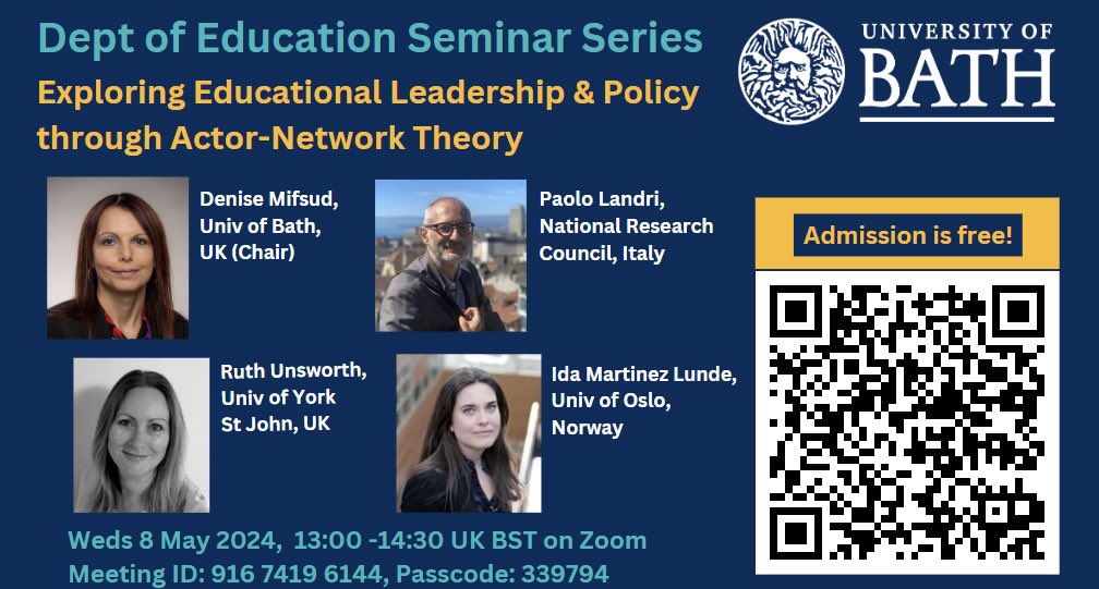 Join us for our webinar on educational leadership/policy and Actor-Network Theory on May 8th! Organized by <a href="/UniofBath/">University of Bath</a> <a href="/DeniseMifsud4/">Dr Denise Mifsud</a> <a href="/PaoloLandri/">Paolo Landri</a>