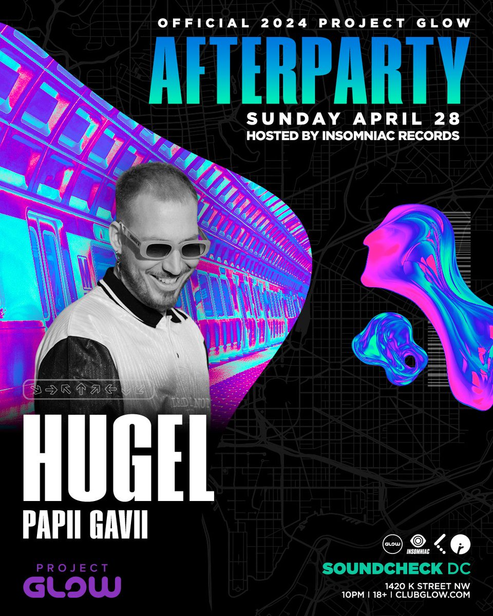We're getting in the groove with @HUGELTHUG at @soundcheckdc to close out festival weekend on 4/28! 🥁💃 First access Project GLOW Fest pass-holder presale for ALL Pre & After Parties begins NOW! Check your inboxes for the password! 🪩 General onsale begins 4/12 @ 10am ET. 🎟