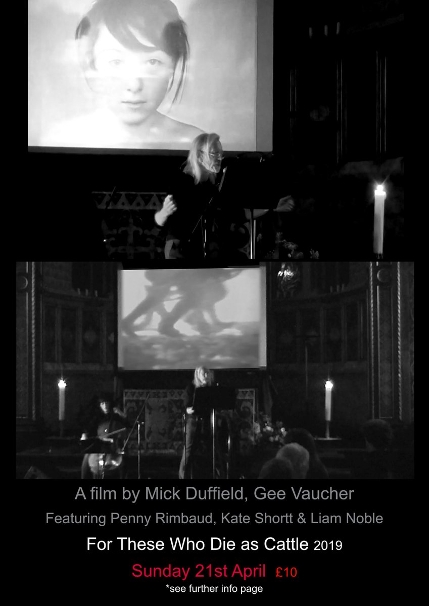 For These Who Die As Cattle, a film by Mick Duffield featuring Penny Rimbaud reading Wilfred Owen. Sunday, 21 April 7:30 pm Tickets thehorsehospital.com/events/forthes…