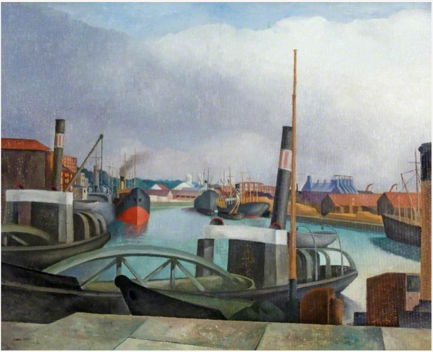 John Northcote Nash was born #OnThisDay in 1893. To celebrate we are sharing his painting ‘The Dredgers, Bristol Docks’ which is part of the Museum & Art Swindon collections.