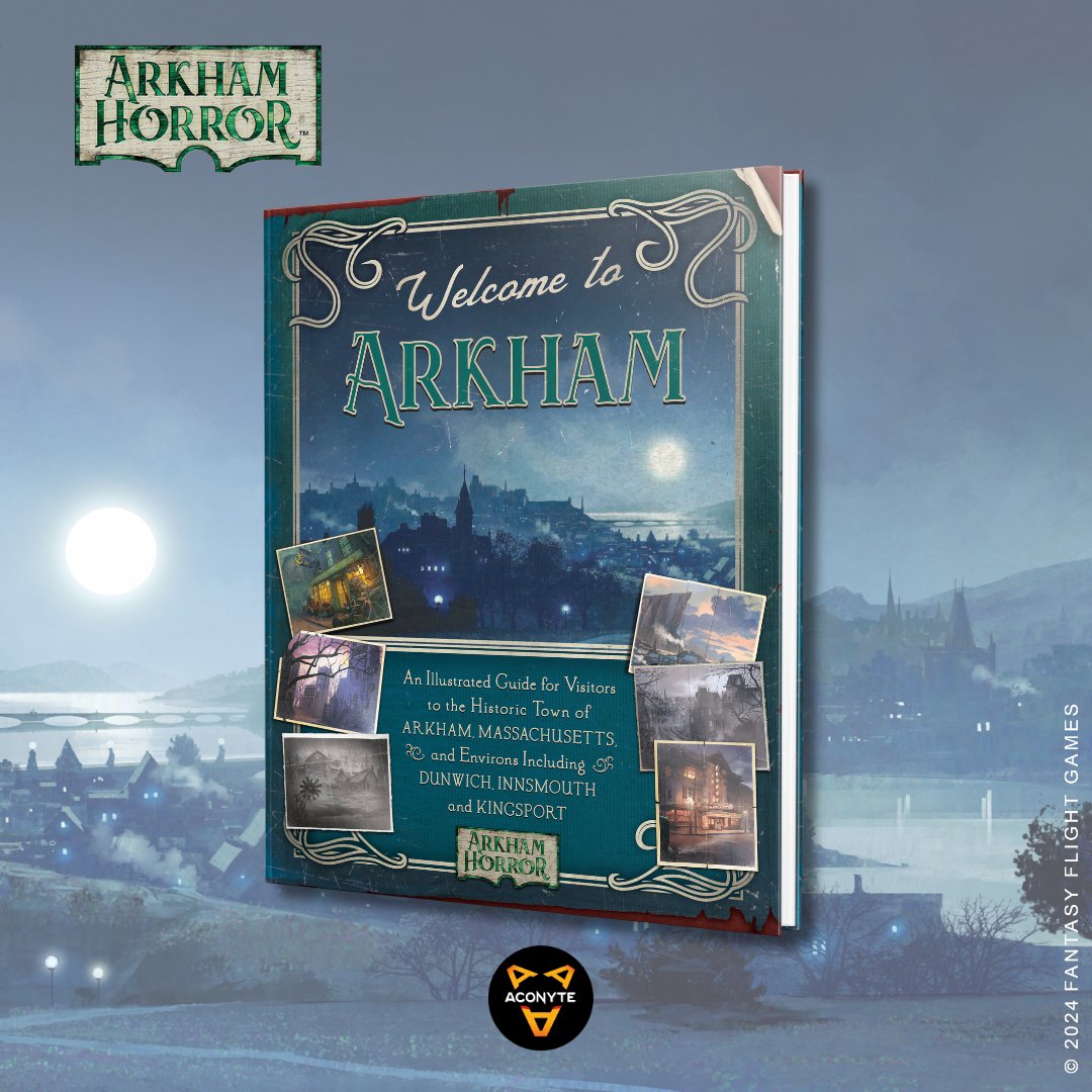 Welcome to Arkham: An Illustrated Guide for Visitors is available now to pre-order in North America from @AconyteBooks!⁠ Explore Arkham with this beautiful, full-color guide to Arkham's people, places and strange things. bit.ly/442lamL