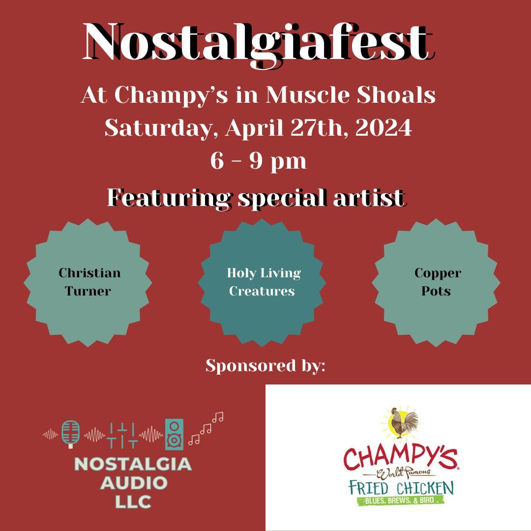 Nostalgiafest is serving up your plans for Saturday, April 27th! If you love the music of the Shoals, you won't want to miss this show and this talented line up! 🎵 🎉 ☀️ #audio #audioengineer #shoalsmusic #livemusic #nostalgiaaudiollc #shoals