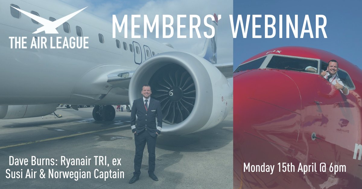 On Monday 15th April at 6pm on Teams, the Air League is hosting a Webinar with Member and Ryanair Captain Dave Burns who will be discussing his journey in aviation so far. SIGN UP HERE: airleague.co.uk/events/a-webin… #aviation #pilot #airline #airport #captain #aerospace #webinar