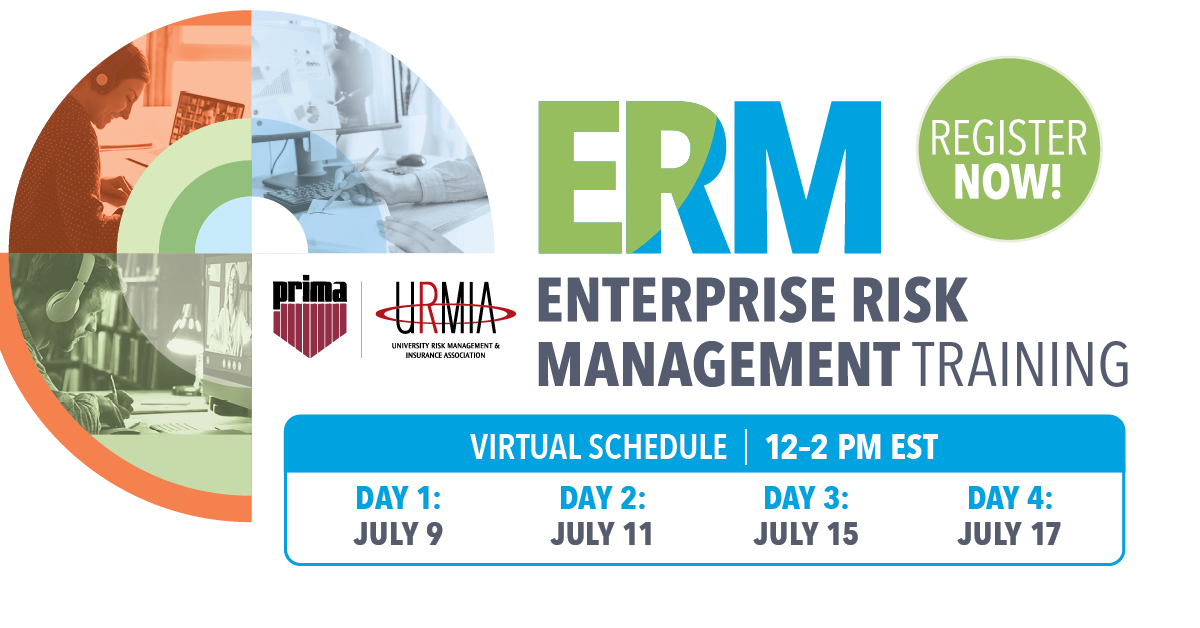 Registration for PRIMA’s 2024 July ERM Virtual 4-Day ERM Training is NOW OPEN!

Register to reserve your spot: ow.ly/XzRN50QZLy1

4 days!! New Modules!! Expert Trainers!!

#PRIMA #riskmanagement #riskmanager #ERM #EnterpriseRiskManagement