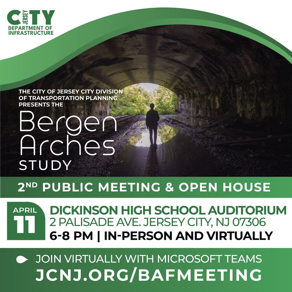 Come to the Bergen Arches Study Public Meeting and Open House and learn about the Bergen Arches Study and how to get involved! There will be activities for kids! Drop by and stay as long as you like, 6-8pm. Jcnj.org/BAFmeeting For more info: jcnj.org/bergenarches