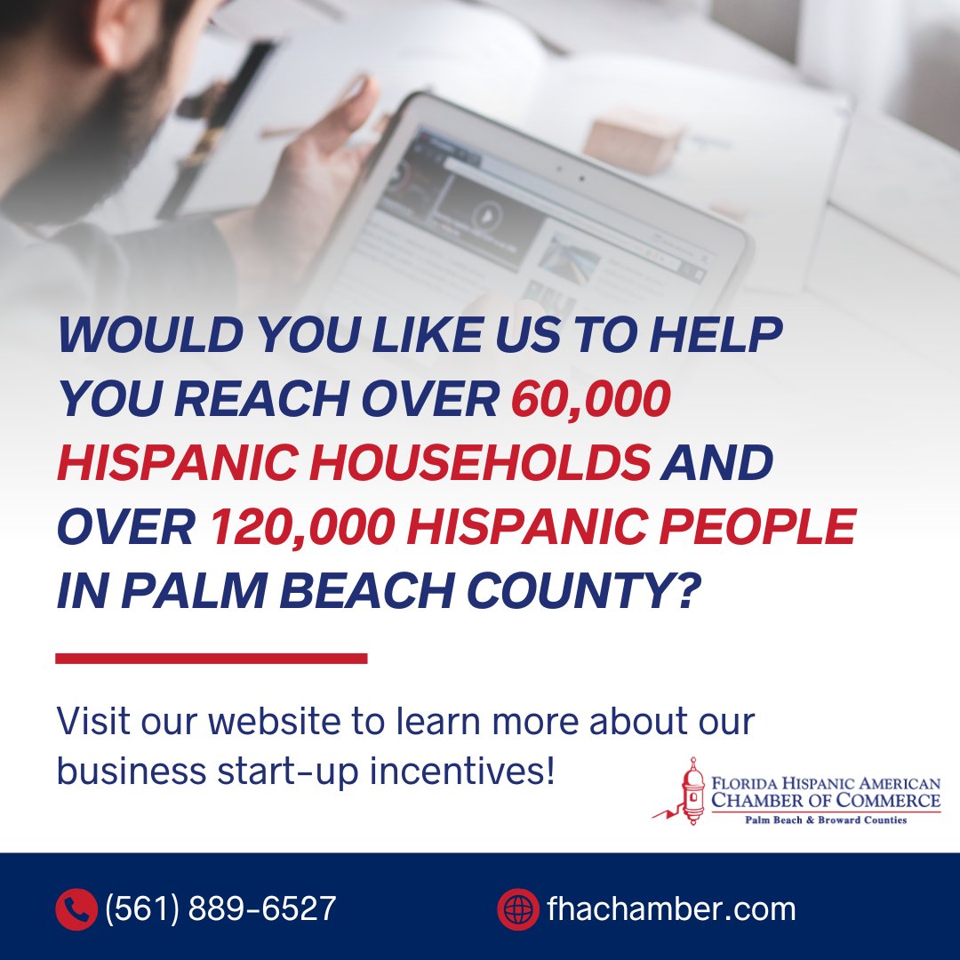 🌟 Click the link to learn more about our business start-up incentives and tap into this thriving market! 

CLICK HERE: fhachamber.com/business-start…

#HispanicMarket #BusinessOpportunity #PalmBeachCounty
