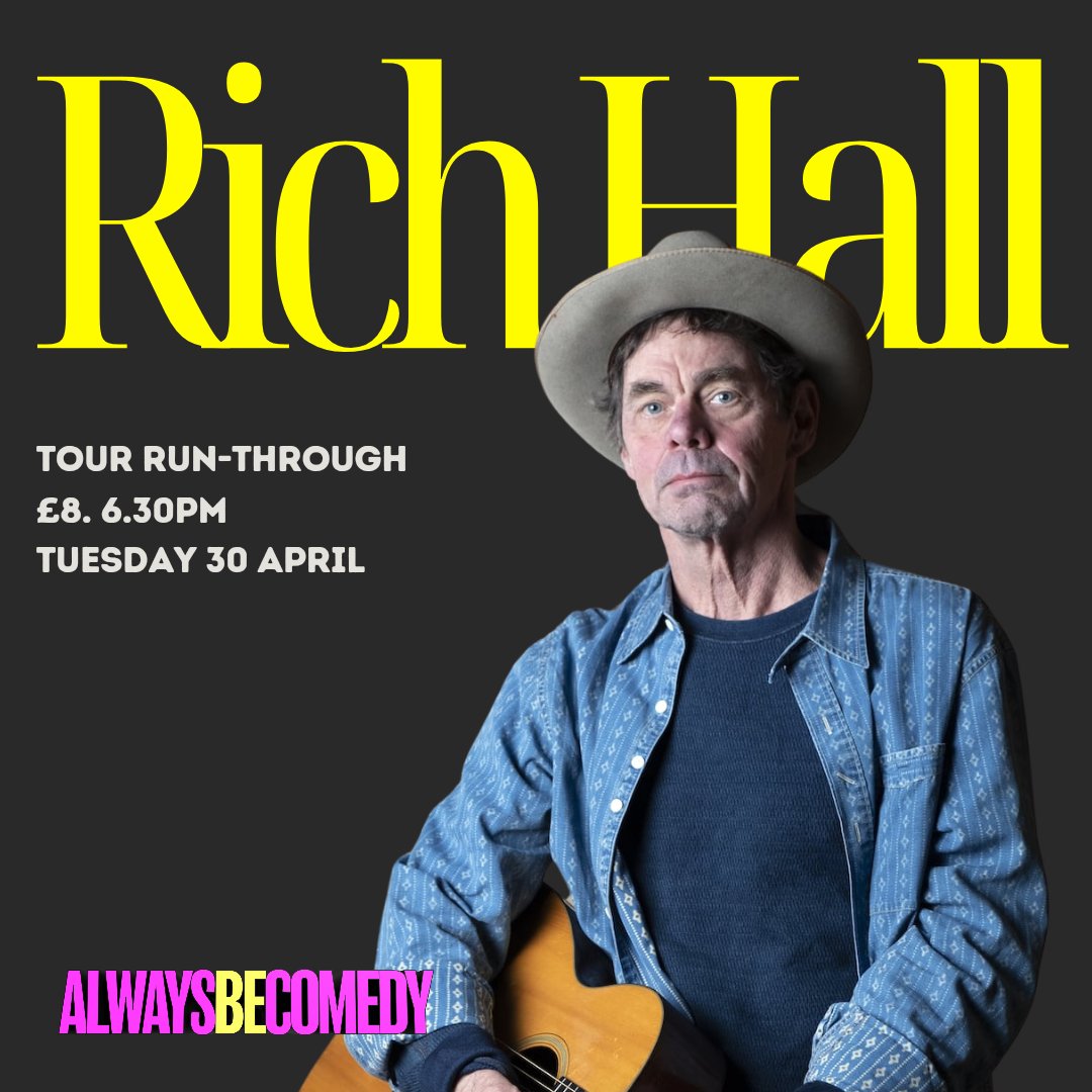 New newsletter just sent. Including the iconic Rich Hall performing a tour run-through (inexplicably even cheaper on the newsletter), plus more new shows... alwaysbecomedy.com 🩷💛