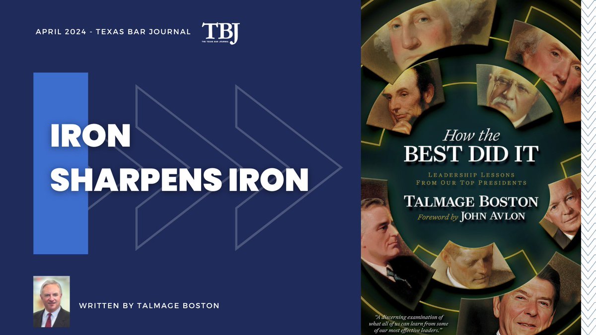 In the April issue of the TBJ, Talmage Boston, partner in Shackelford, Bowen, McKinley & Norton, discusses how his historian avocation has made him a better lawyer. tinyurl.com/tbjironsharpen… #LegalReads