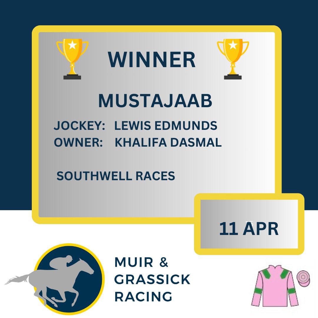 💥MUSTAJAAB💥Makes that 4 wins from 5 runs for the yard!! Very impressive ride under @Edmundzz98 @Southwell_Races Congratulations to the owners and all the team at home! #Yardonfire 🔥