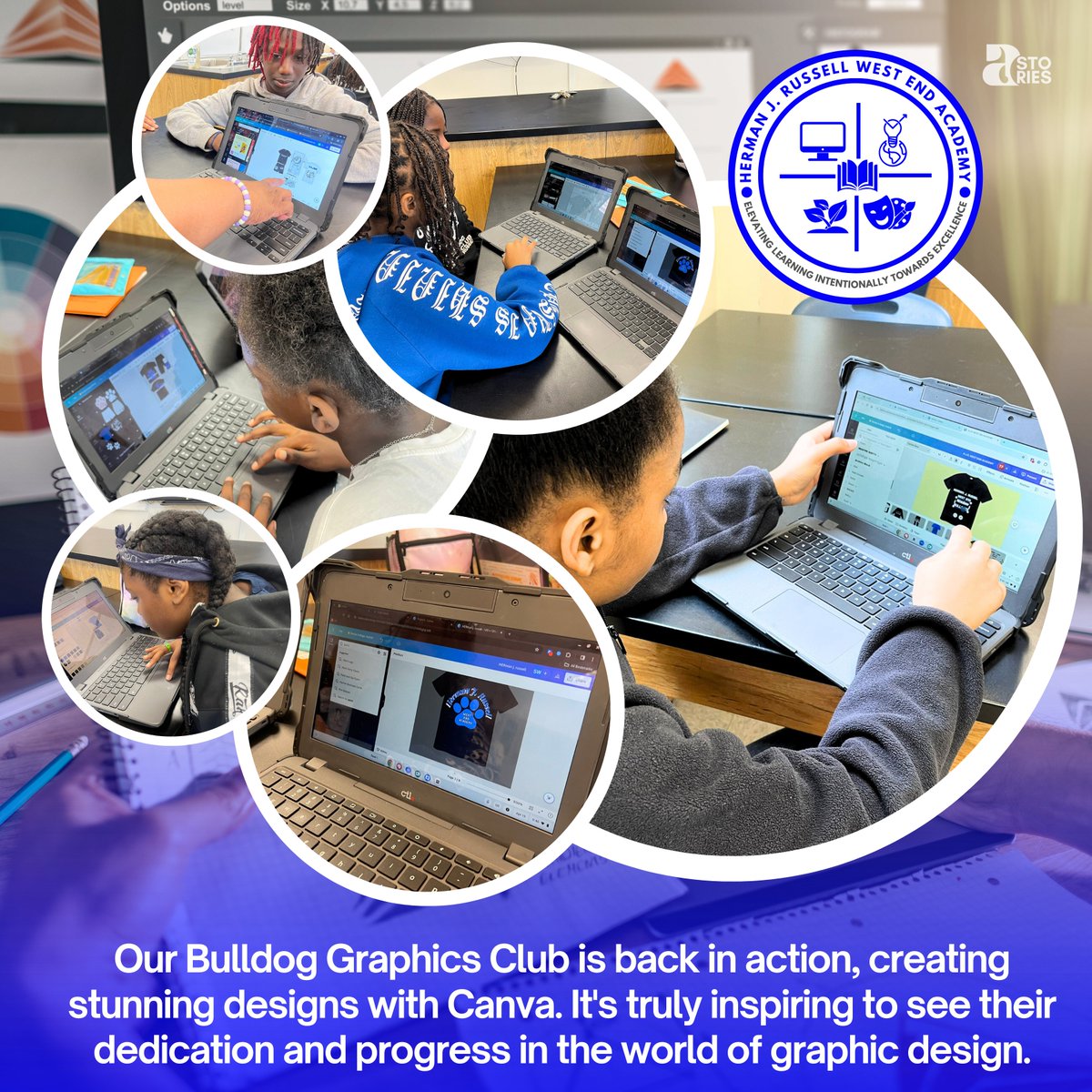 Our Bulldog Graphics Club is back in action, creating stunning designs with Canva. It's truly inspiring to see their dedication and progress in the world of graphic design.